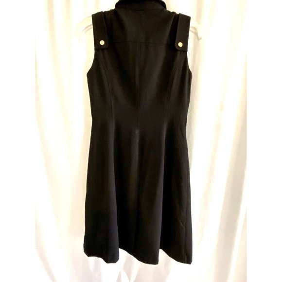 Calvin Klein Women Size 4 Classy Black Dress Sleeveless Lined Gold Buttons - Picture 2 of 14